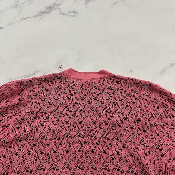 Sigrid Olsen Vintage y2k Cropped Cardigan Sweater Size XL Pink Brown Crochet Bow - Picture 9 of 11